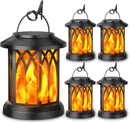Solar Lantern Outdoor Lights, Upgraded Flickering Flame Solar Lanterns Lights Outdoor Waterproof, Hanging Lantern Decorative, Solar Powered Lanterns for Yard Patio Path Tree Garden